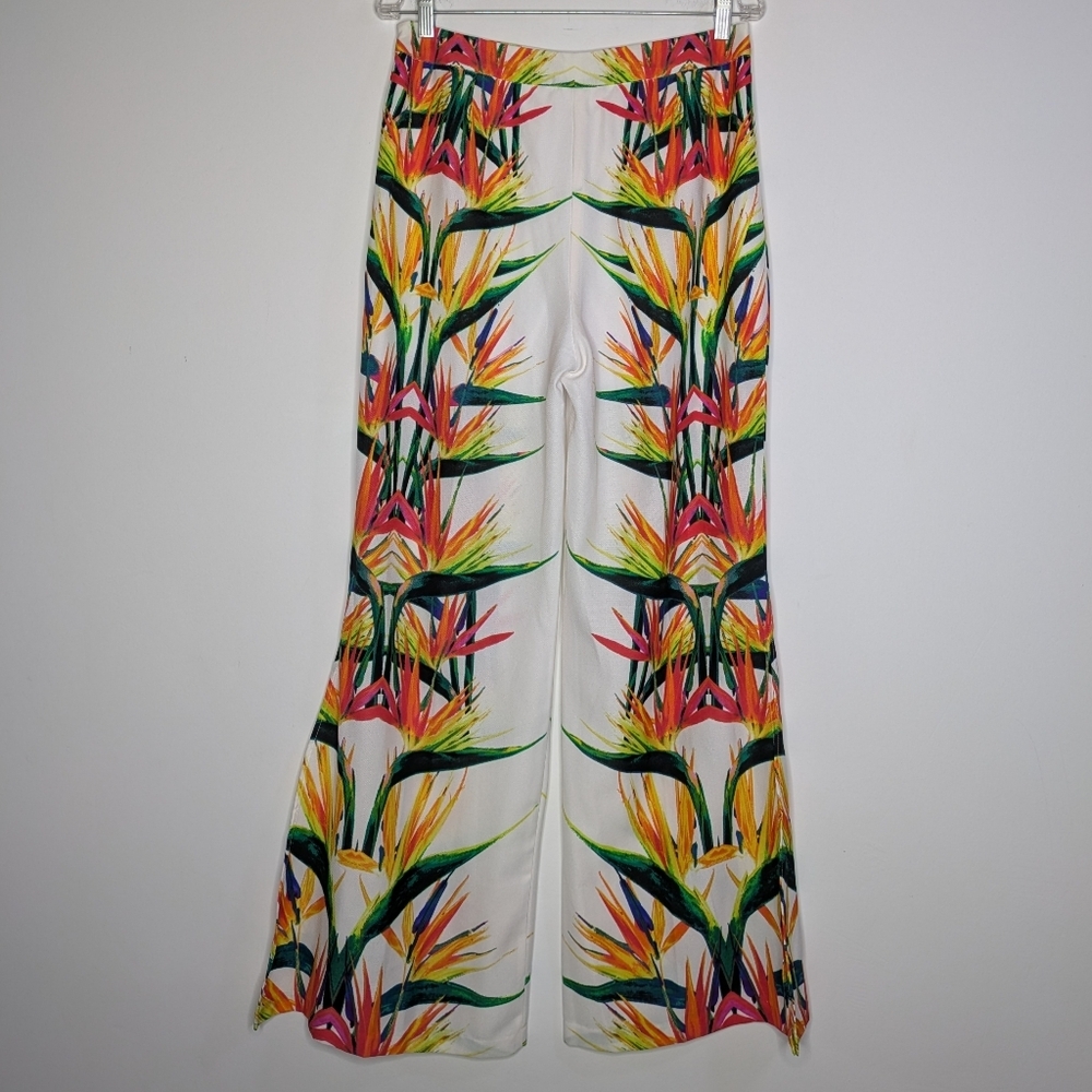 NWT Bisou Bisou White Colorful Bird Of Paradise Floral Sheer Summer Lounge Pant - Picture 7 of 13